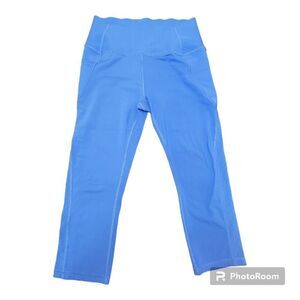 Gap Fit Sculpt Compression Pants Capri Length With Two Side Pockets Blue Size M